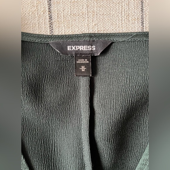 Express Dark Green Long Sleeve Blouse - Picture 3 of 4